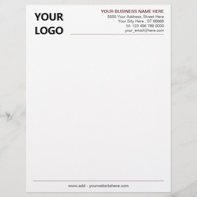 Design Your Own Colors Fonts Business Letterhead (Front)