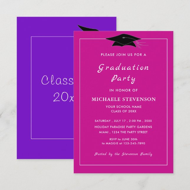 Design Your Own Colors Fonts Graduation Invitation (Front/Back)