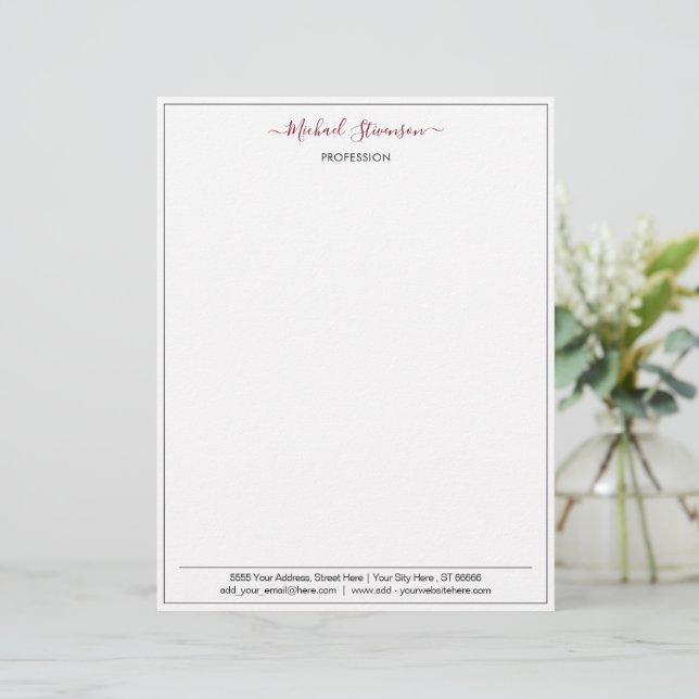 Design Your Own Colors Fonts Letterhead Template (Standing Front)