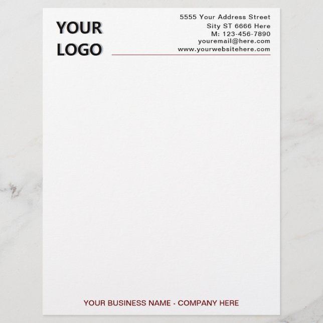 Design Your Own Company Logo Letterhead Example (Front)