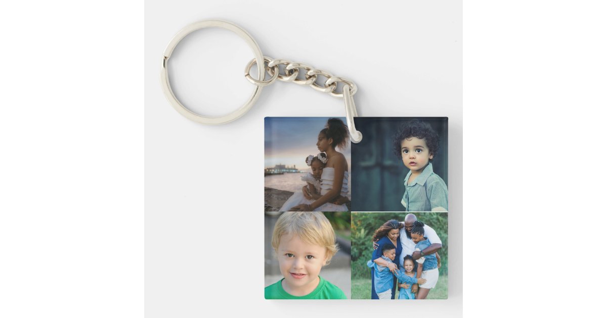 Design Your Own Custom 4 Photo Collage Keychain | Zazzle