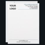 Design Your Own Custom Company Letterhead Template<br><div class="desc">Custom Colors and Fonts - Design Your Own Personalized Business Letterhead example with Logo Professional Branded Stationery Office Supplies Letterheads template - Add Your Logo - Image - Photo or QR Code / Name - Company / Address - Contact Information / more - Resize and move or remove and add...</div>