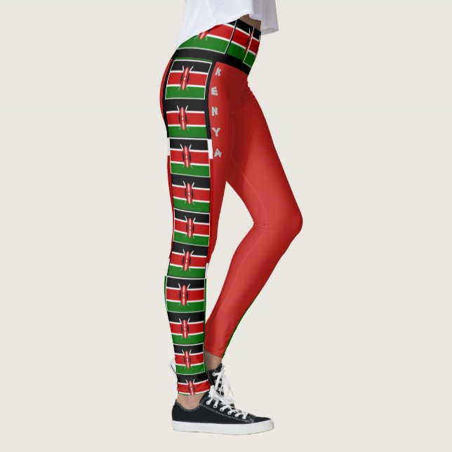 Design Your Own Custom Kenya National Flag Sports Leggings (Right)