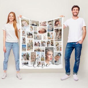 Design Your Own Custom Love Personalized 31 photo Fleece Blanket