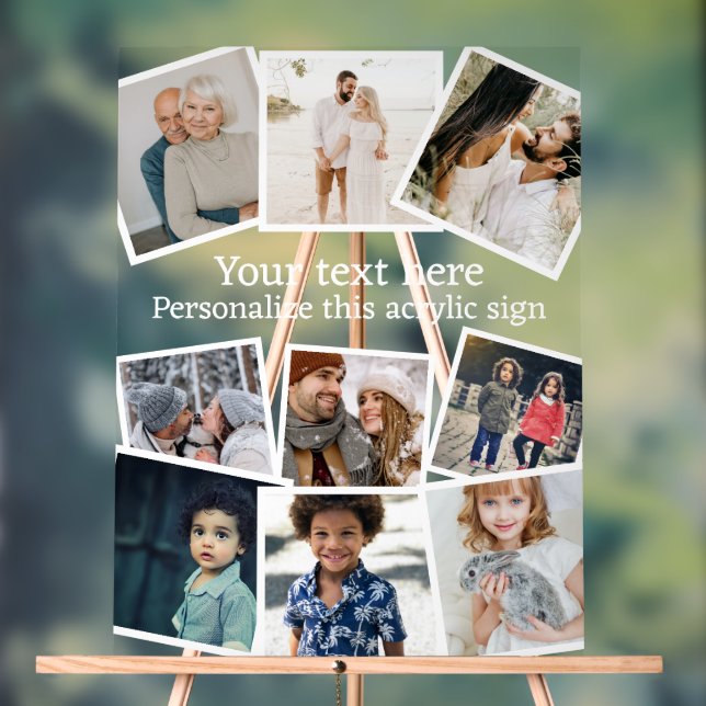 Design Your Own Custom Made Personalized 9 photo Acrylic Sign (Neutral)