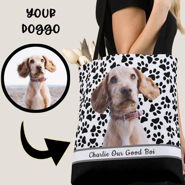 Design Your Own: Custom Paw Print Dog Photo        Tote Bag (Creator Uploaded)