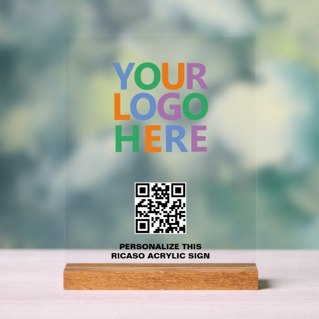Design Your Own Custom Personalized Logo QR Code Acrylic Sign (Neutral)