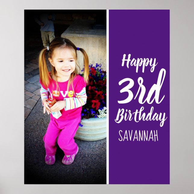 Design Your Own Custom Photo Birthday Poster (Front)