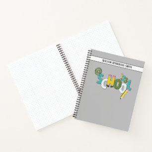 Design your own Custom School notes Bullet Grey  Notebook