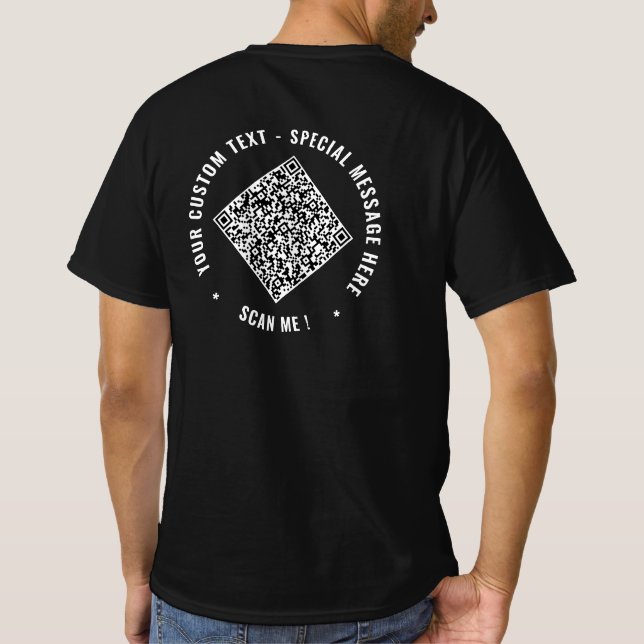 Design Your Own Custom Text T-Shirt with QR Code (Back)