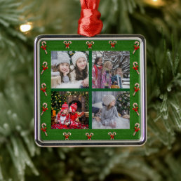 Design your own family photo collage Christmas Metal Ornament