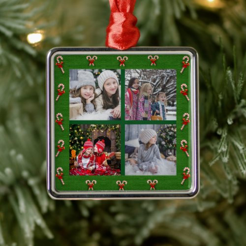 Design your own family photo collage Christmas Metal Ornament