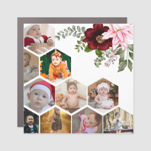 Design Your Own Floral 10 Photo Collage Car Magnet