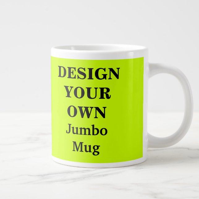 Design Your Own Fluorescent Yellow Day-Glow Giant Coffee Mug (Right)