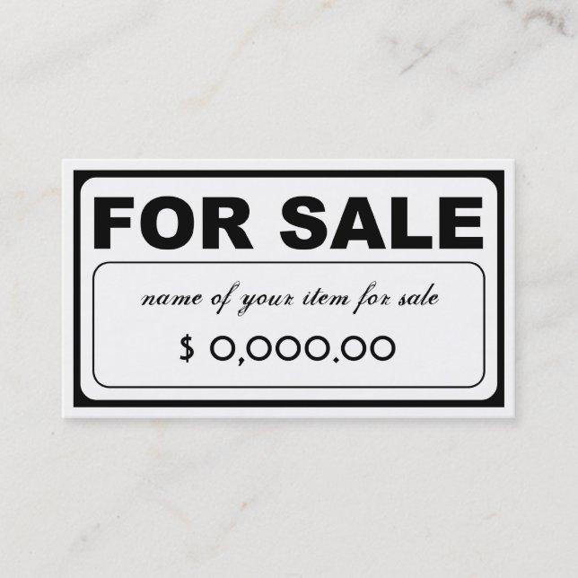 design your own FOR SALE sign Business Card (Front)