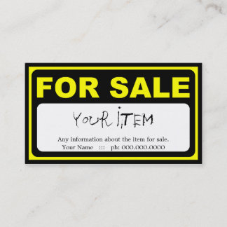 design your own FOR SALE sign Business Card