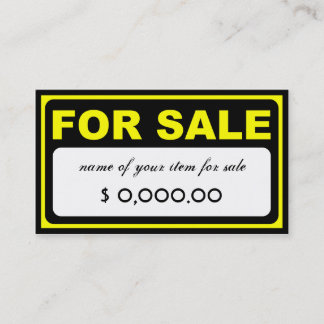design your own FOR SALE sign Business Card