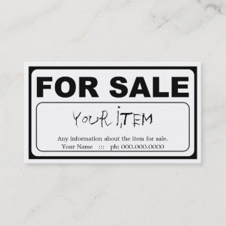 design your own FOR SALE sign Business Card