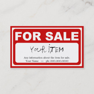 design your own FOR SALE sign Business Card