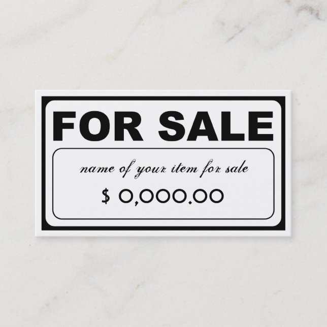 design your own FOR SALE sign (with QR code) Business Card (Front)