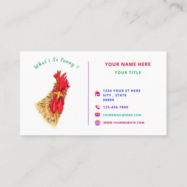 Design Your Own Funny Rooster Business Card (Back)