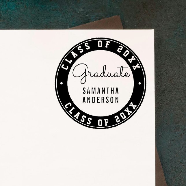 Design Your Own Green Round Graduation Typography Self-inking Stamp (Creator Uploaded)