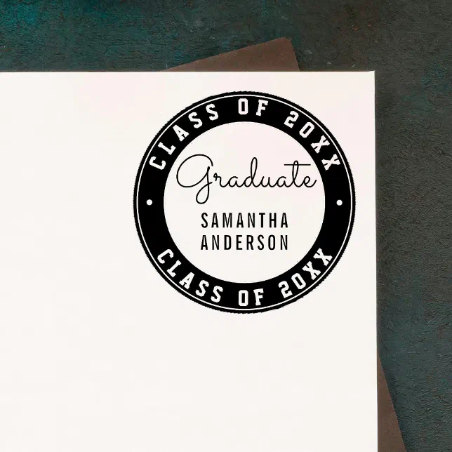 Design Your Own Green Round Graduation Typography Self-inking Stamp ...