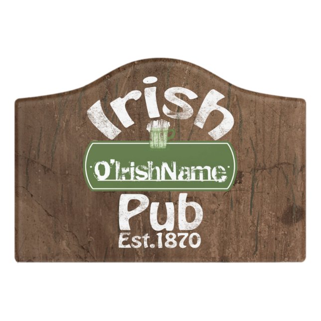 Design Your Own Irish Pub Personalized Door Sign (Small Crest Front)