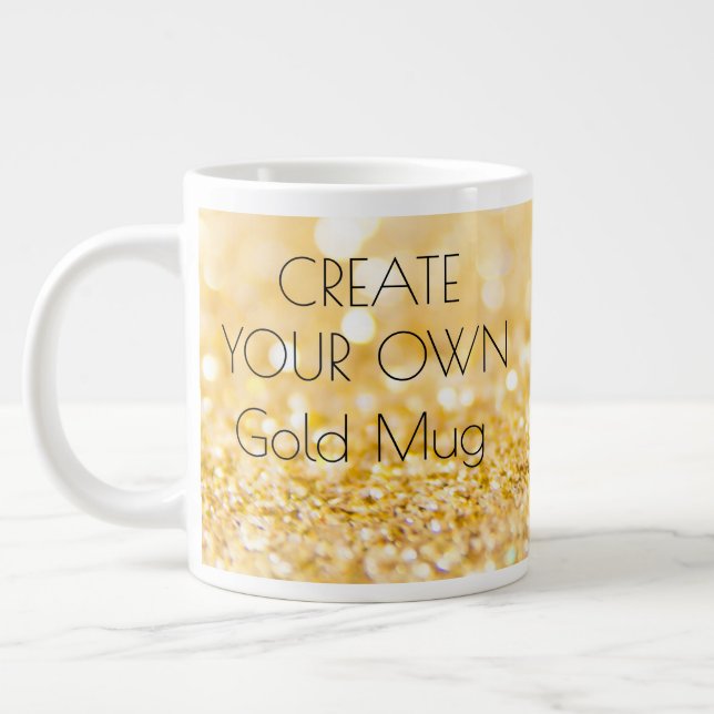 Design Your Own Jumbo Mug - Gold Elegant Glitter (Left)
