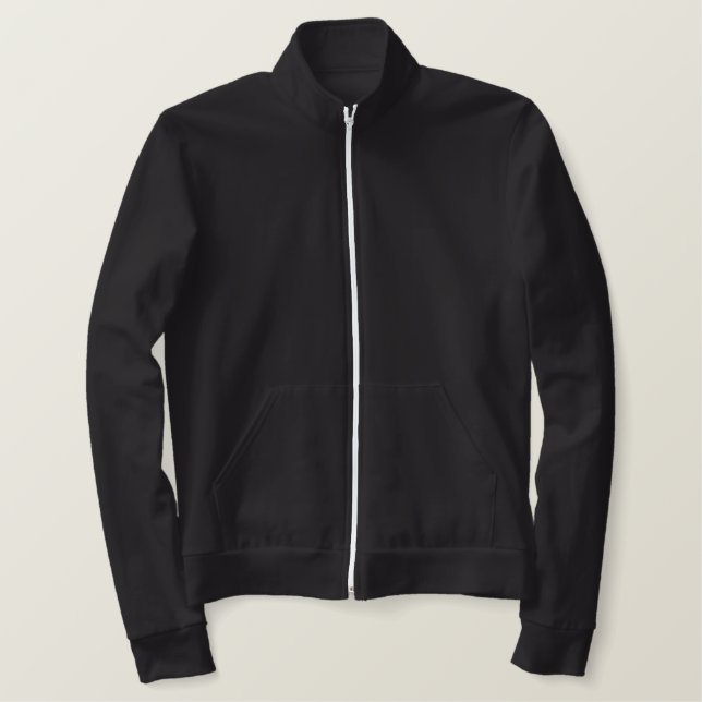 Design Your Own Ladies Black Zipper Jogging Jacket (Design Front)