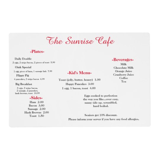 "Design Your Own" Laminated Placemat