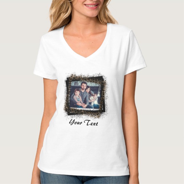Design Your Own Leopard Frame Family Photo T-Shirt (Front)