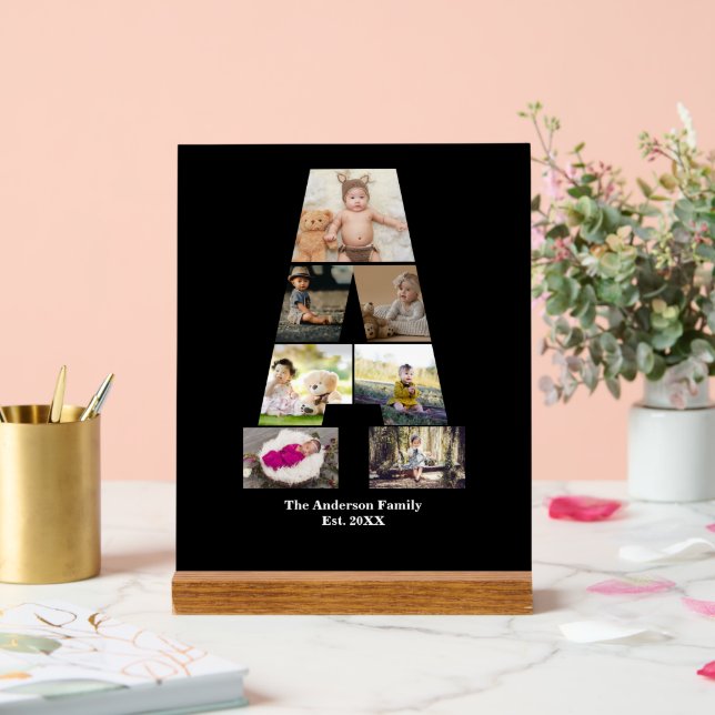 Design Your Own Letter A Photo Collage Acrylic Sign (Wedding)