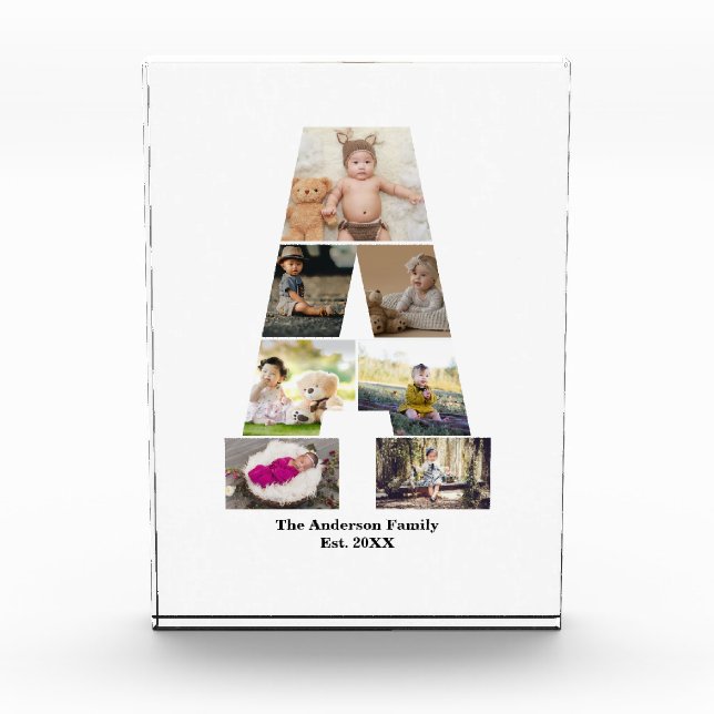 Design Your Own Letter A Photo Collage Block (Front)