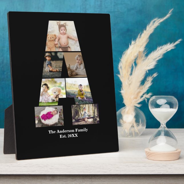 Design Your Own Letter A Photo Collage Plaque (Side)