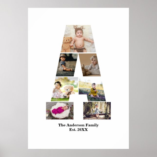 Design Your Own Letter A Photo Collage Poster (Front)