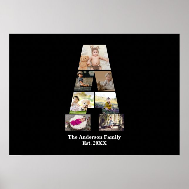 Design Your Own Letter A Photo Collage Poster (Front)