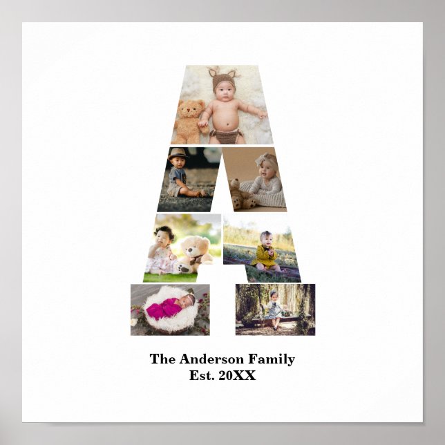 Design Your Own Letter A Photo Collage Poster (Front)