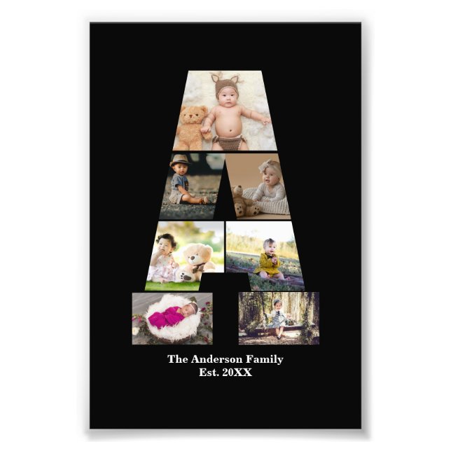 Design Your Own Letter A Photo Collage Print (Front)