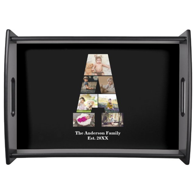 Design Your Own Letter A Photo Collage Serving Tray (Front)