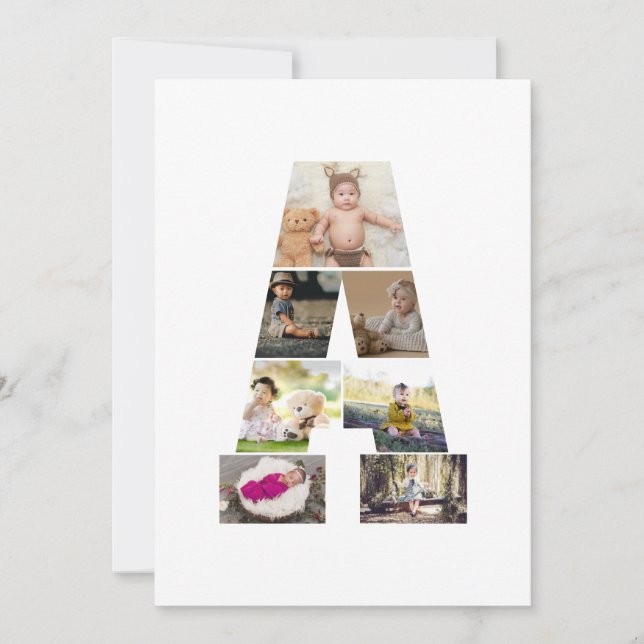 Design Your Own Letter A Photo Collage Thank You Card (Front)