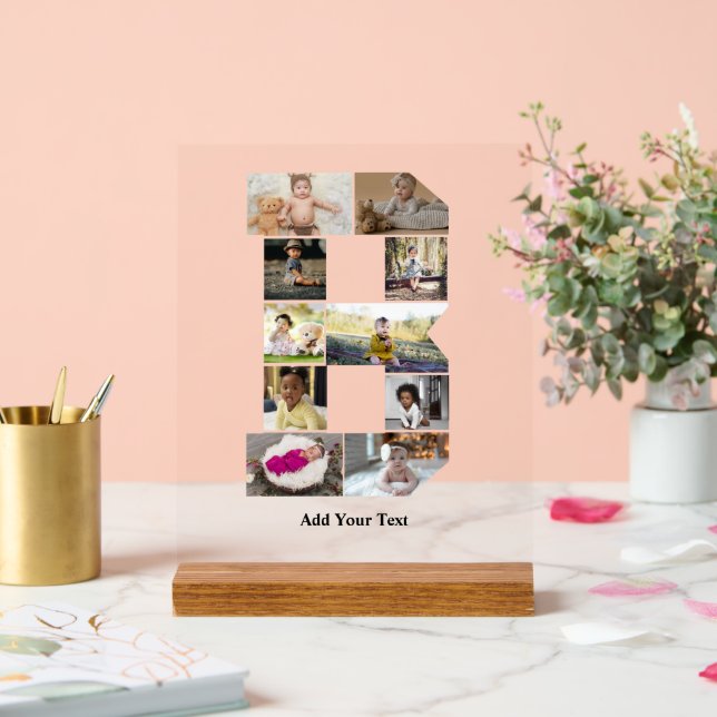 Design Your Own Letter B Photo Collage Acrylic Sign (Wedding)