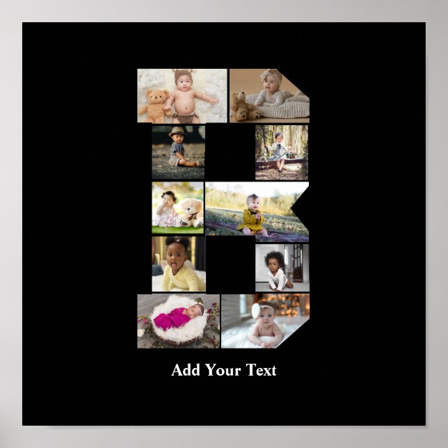 Design Your Own Letter B Photo Collage Poster (Front)