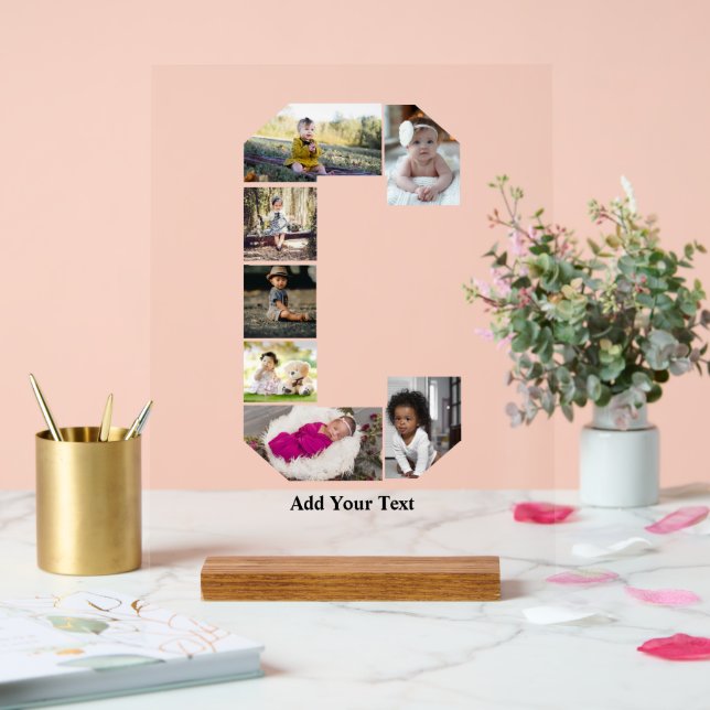 Design Your Own Letter C Photo Collage Acrylic Sign (Wedding)