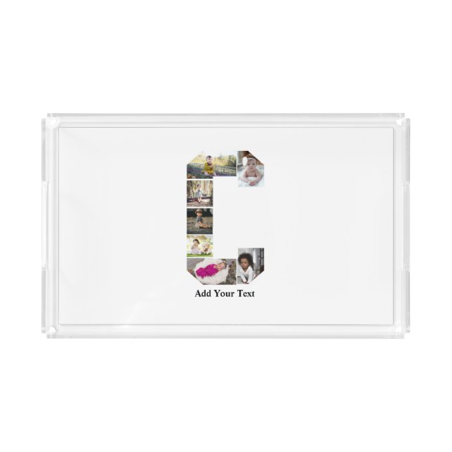 Design Your Own Letter C Photo Collage Acrylic Tray (Front)