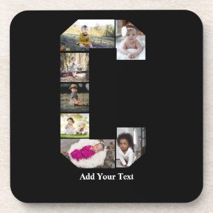 Design Your Own Letter C Photo Collage Beverage Coaster