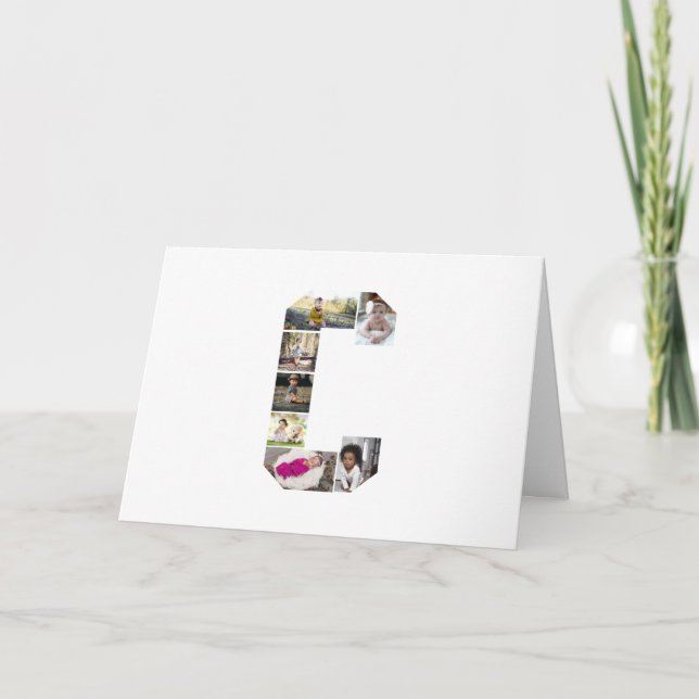 Design Your Own Letter C Photo Collage Card (Front)