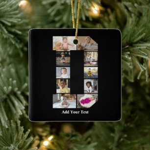 Design Your Own Letter D Photo Collage Ceramic Ornament
