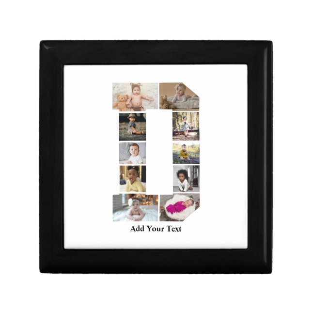 Design Your Own Letter D Photo Collage Gift Box (Front)
