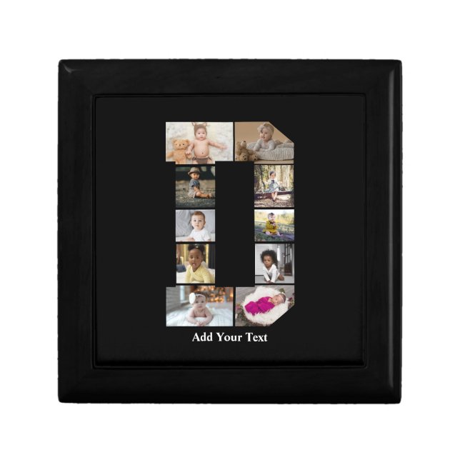 Design Your Own Letter D Photo Collage Gift Box (Front)